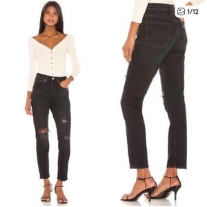 Levi’s 501 Skinny Black Distressed Jeans